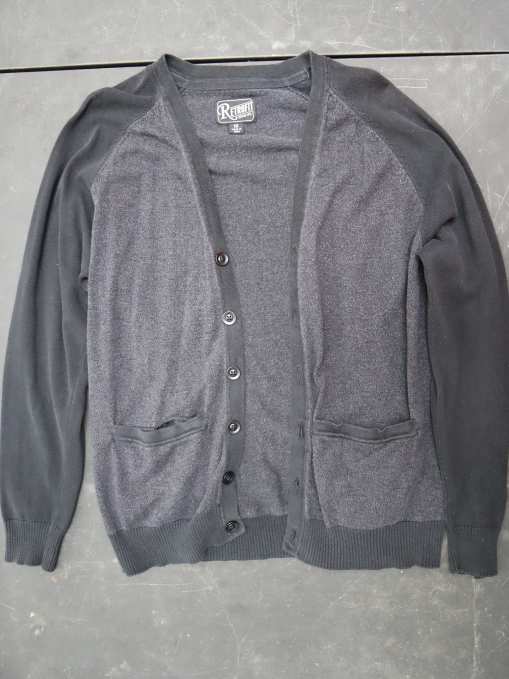 Retrofit Black and Charcoal Button Cardigan